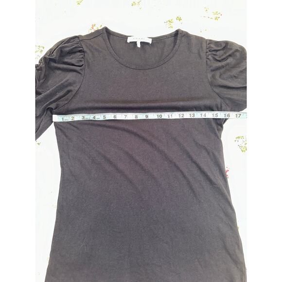 FRAME NAVY RUCHED SLEEVE 100% COTTON TEE S - Picture 5 of 8